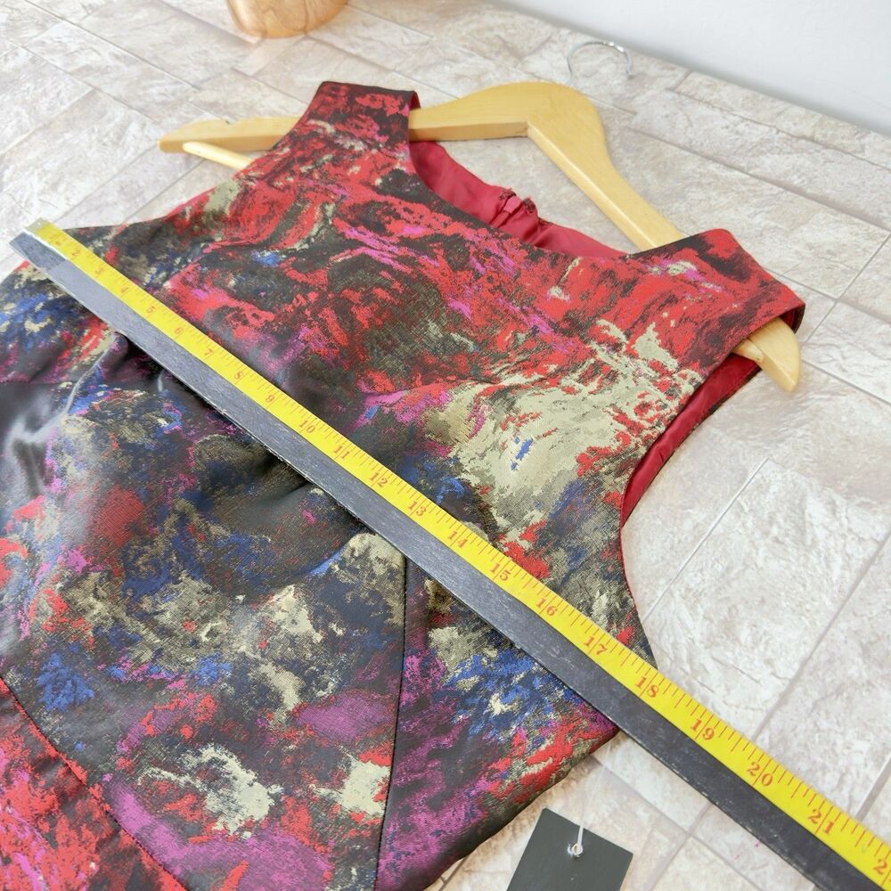 NWT Leslie Fay Women Dress Striped Fit & Flare Black Gold Size 8 - Picture 12 of 17